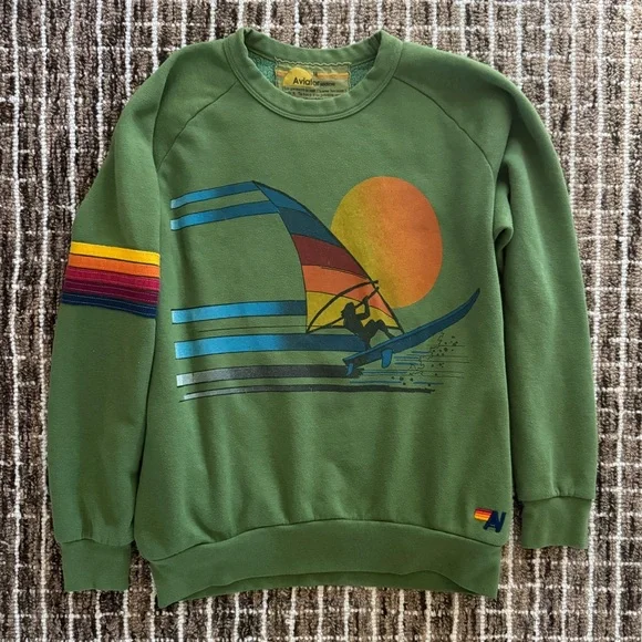 Aviator Nation Windsurf Jump Crewneck Sweatshirt - Picture 1 of 6